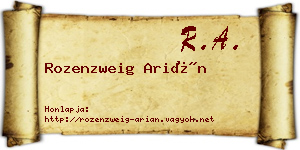 Rozenzweig Arián névjegykártya